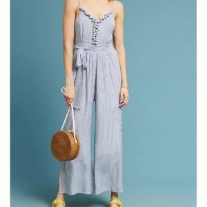 Maeve Maritime Pommed Blue Striped Jumpsuit